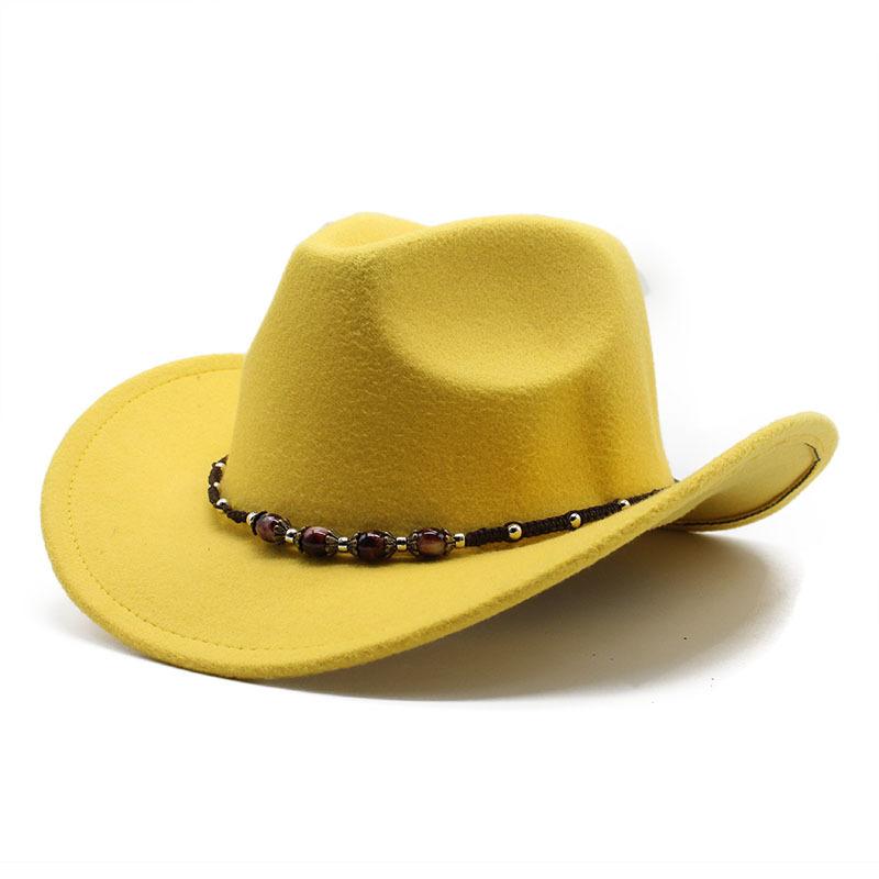 American Western Cowboy Hat Men'S Riding Hat Outdoor Travel Equestrian Hat Bent-Brimmed Wool Top Hat