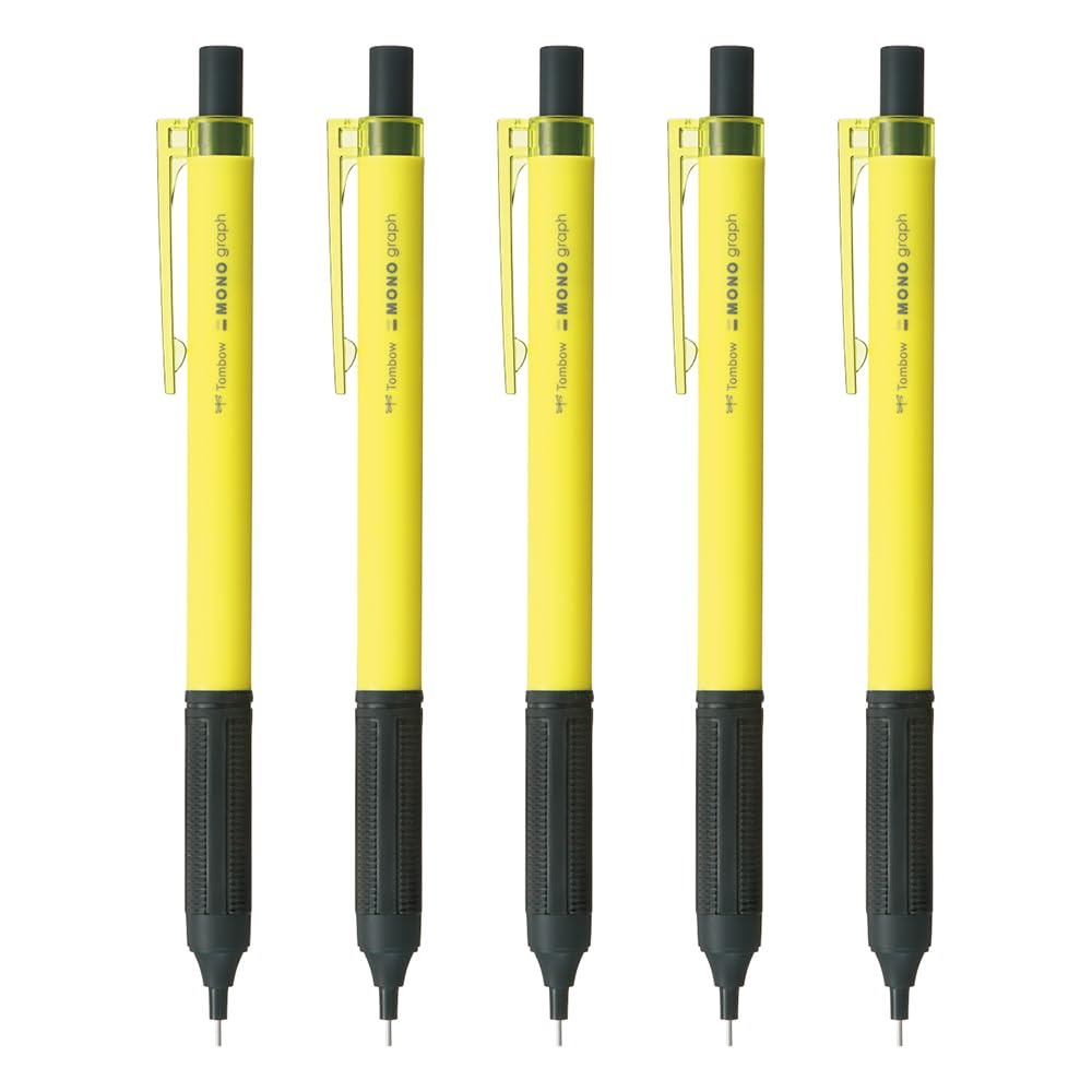 Tombow Mono Graph Light Mechanical Neon 5 Pencils, 0.5mm, Yellow, Pencils, SH-MGL53-5P
