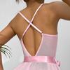 Women Bedroom Bodysuit V Neck See-through Lace Patchwork Bow Ruffle Playsuit Off Shoulder Backless Adjustable Spaghetti Strap Nightdress for