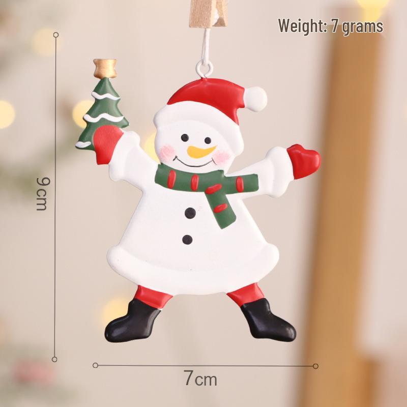 Wrought Iron Santa Claus and Snowman Christmas Tree Decorations