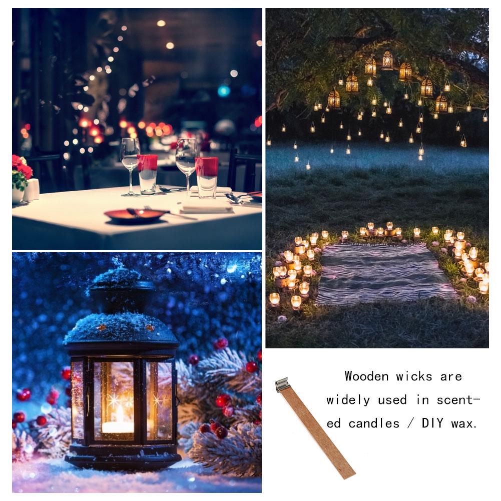 50Pcs Cross Wooden Candle Wicks Natural Candle Cores With Metal Base For Handmade Candle Making DIY Craft Decoration Supplies