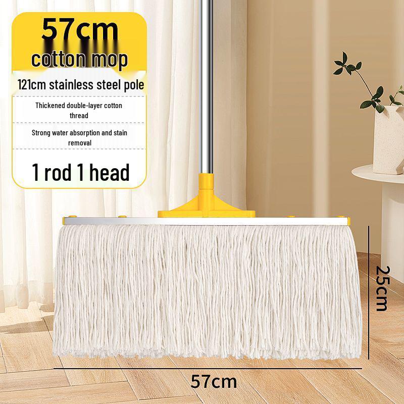 Stainless Steel Cotton Mop with Thickened Dual Use for Dry and Wet Mopping - Extended Long-Handle Broom for Home or Office Cleaning.
