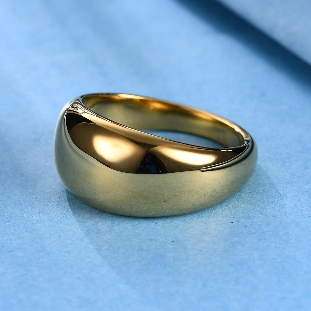 Stylish Unisex Stainless Steel 10MM Oval Ring with Laser Logo