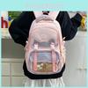 Casual Nylon Backpack With Geometric Pattern And Padded Shoulder Straps For School