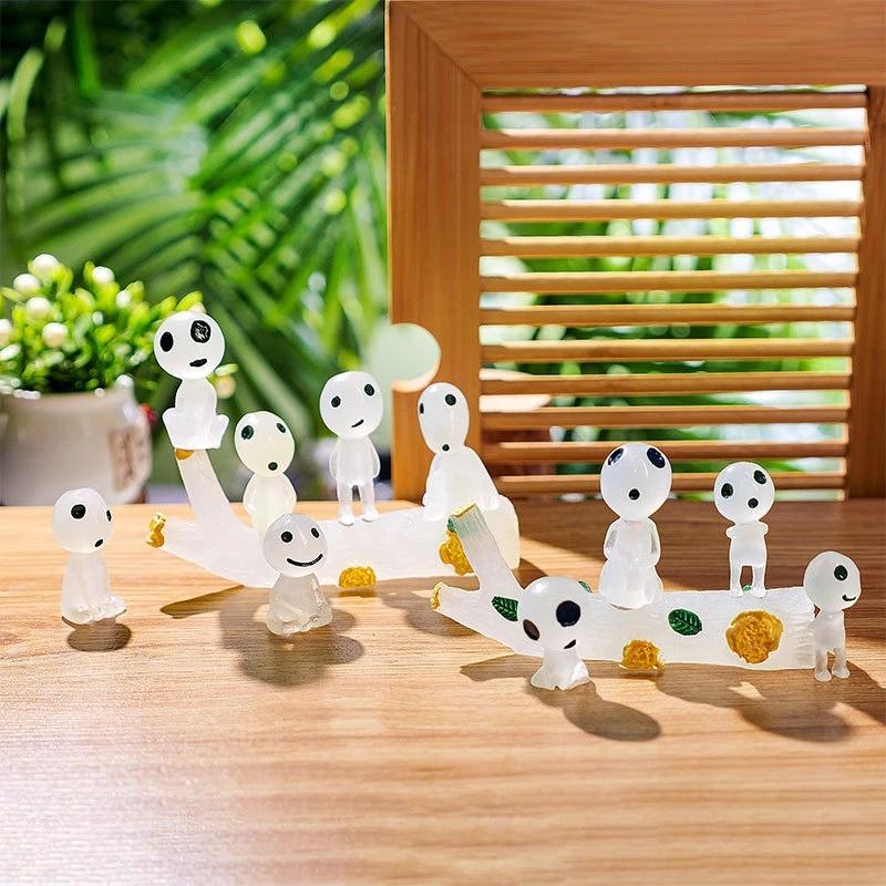 10PCS Luminous Tree Elves Mononoke Micro Landscape Figure Ornament Glowing Miniature Gardening Potted Decor