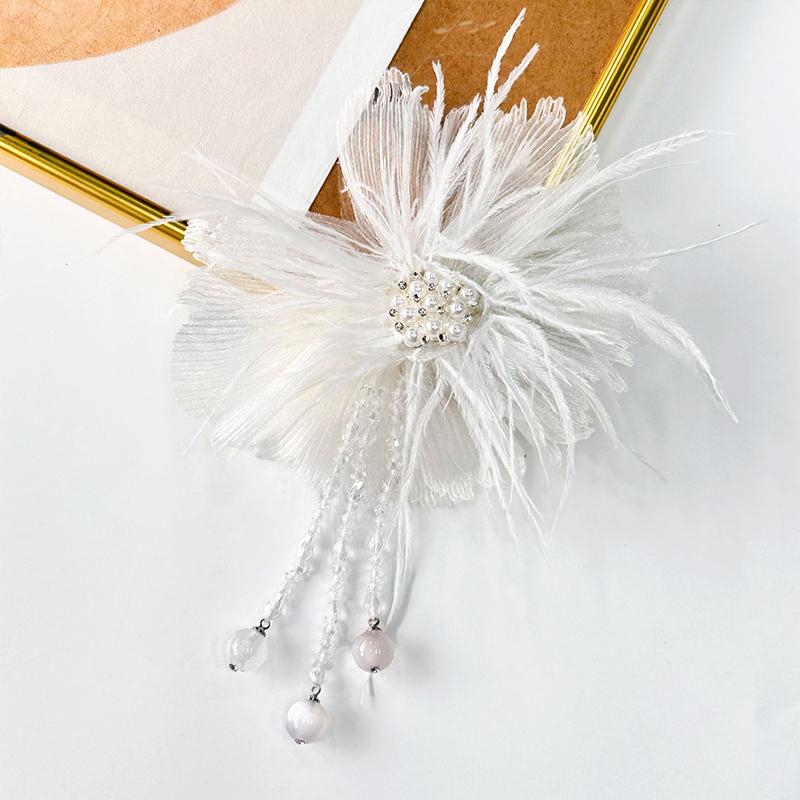 Fairy Beauty Multi-layer Pearl Feather Flower Patches DIY Hairpin Hair Accessories Corsage Applique Sweater Coat Accessories