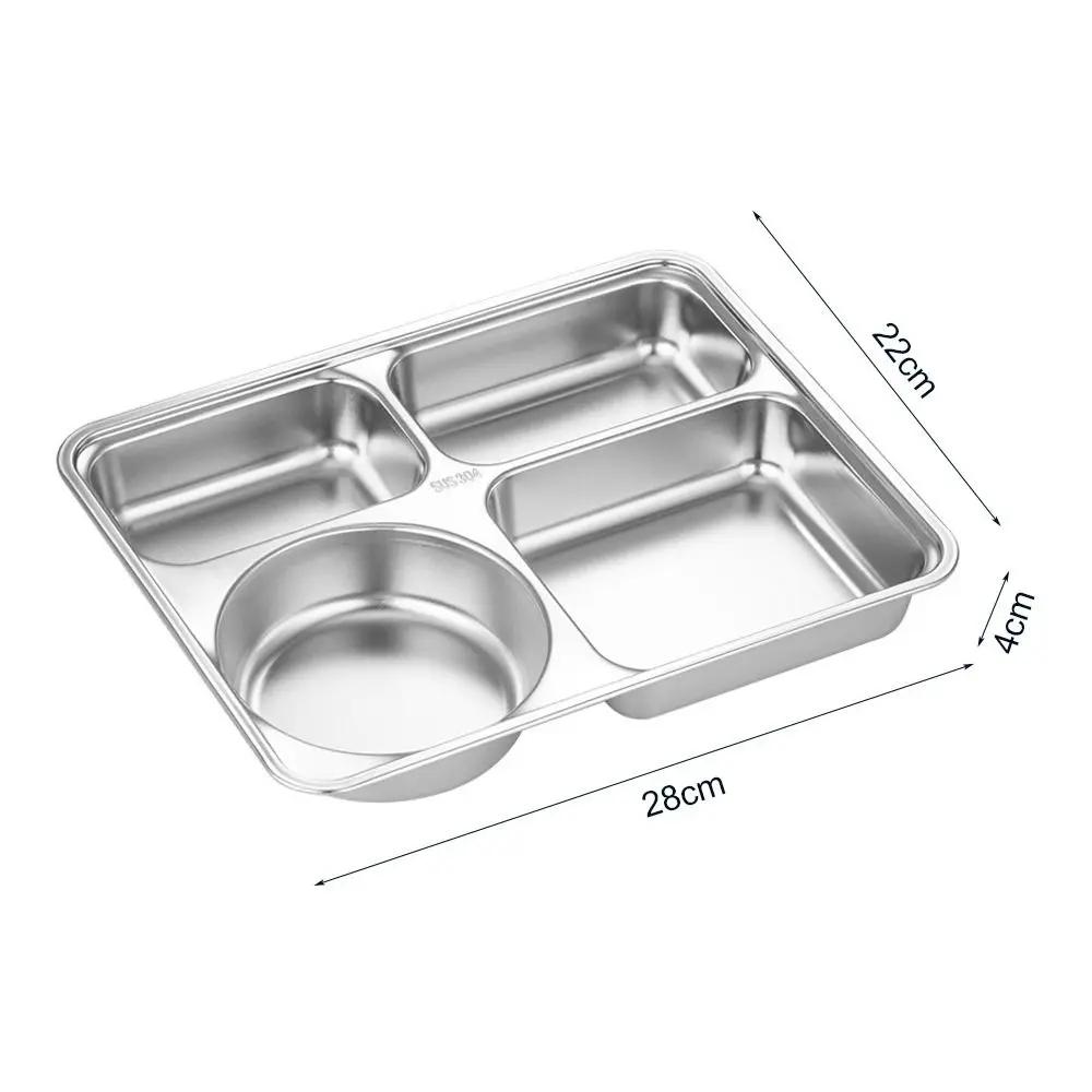 New Stainless Steel Dinner Tray Deepen Canteen Tableware Divided Plates Thickening High-quality Divided Fast Food Plate