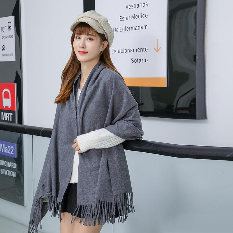 White Cashmere Scarf: Thickened, Solid Color, Versatile for Women & Men, Perfect for Autumn & Winter