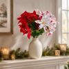 UV Resistant Artificial Poinsettia Bouquet 36cm Xmas Faux Poinsettia  Fireplace