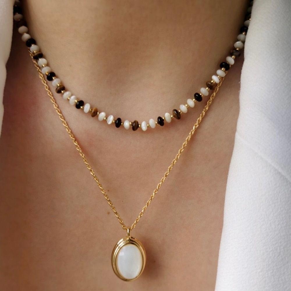 925 Silver Agate Fritillary Necklace Autumn and Winter High-end Necklace