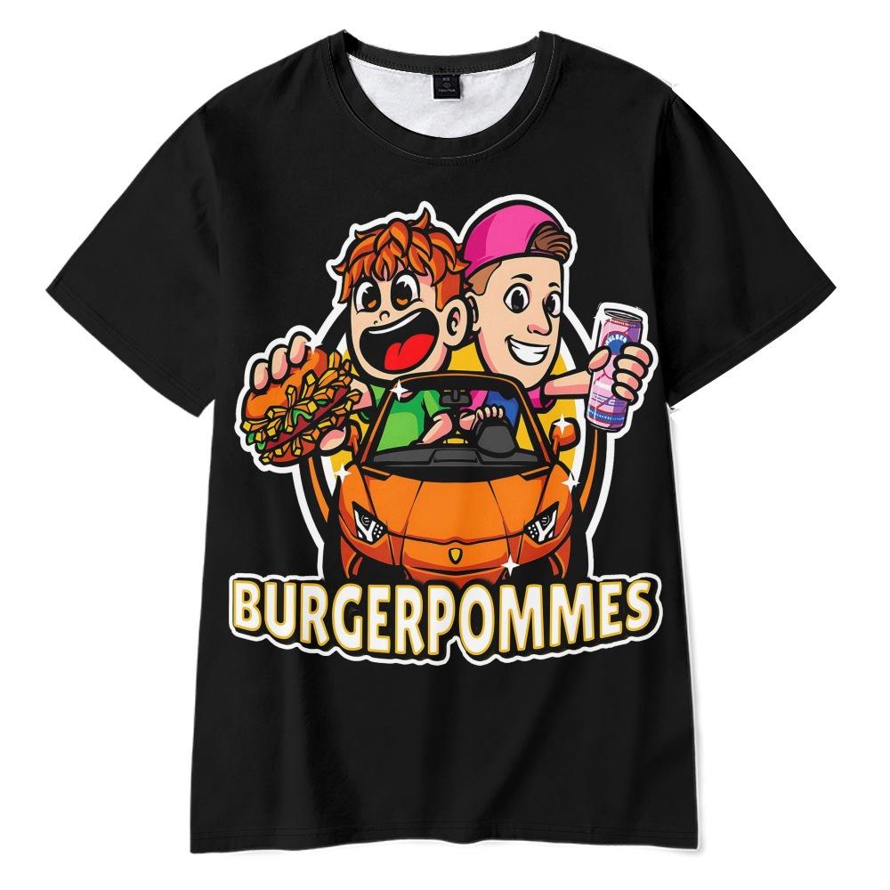 Camiseta divertida de Burgerpommes ICrimax de 10 colores para hombre y mujer, cuello redondo, estilo casual unisex, moda urbana.