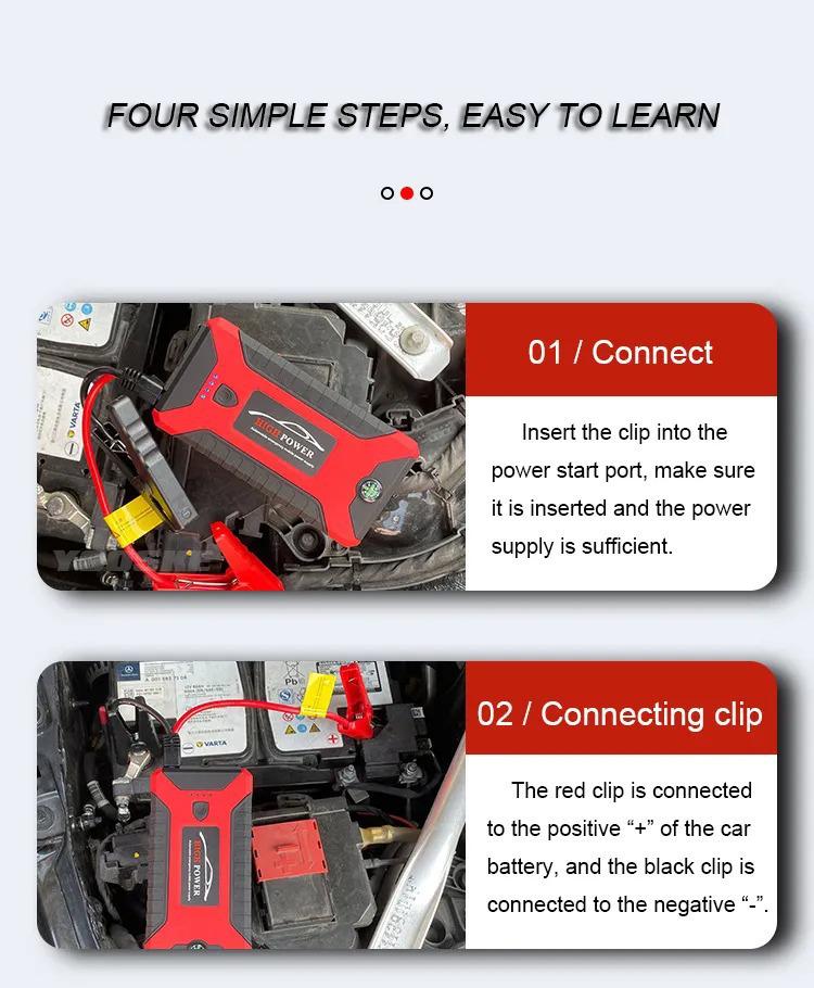 Outdoor Car Jump Starter & Power Bank: 12V High-Capacity Battery for Strong Emergency Starts