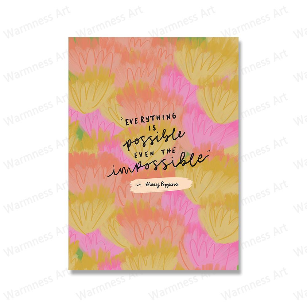 

Flower Plants Nordic Posters And Print Be a Kind Human Girl Wall Art Canvas Painting Home Decor Pictures For Living Room Bedroom No Frame 21*30cm No Frame