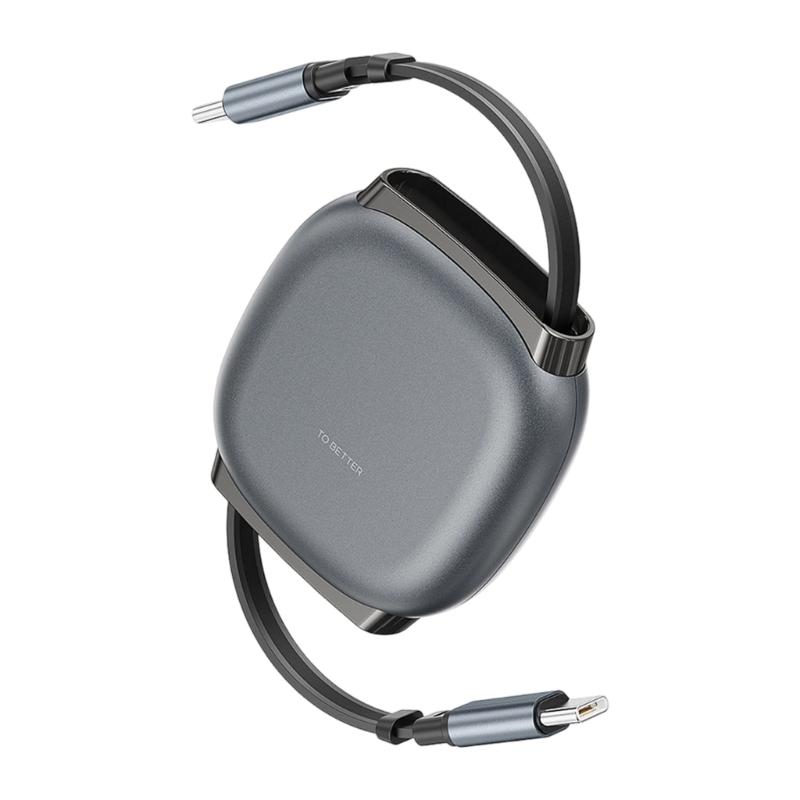 Быстрозарядный кабель Type C 100 Вт, USB C — USB C кабель для передачи данных 480 Мбит/с с небольшим чехлом для переноски, для путешествий, рабочего стола и зарядки в дороге серый
