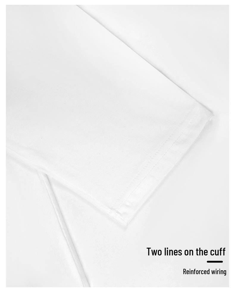 200g Combed Pure Cotton Crew Neck Long Sleeve Loose Plus Size White T-Shirt