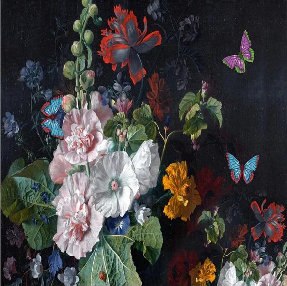 Foto Estilo Europeo 3D Estereoscópico Relieve Flores Florales Mariposa Mural de Pared Sala de Estar Sofá Papel Pintado