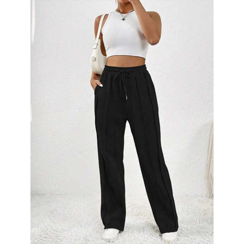 Straight Leg Sports Pants2025 Women Clothes Casual Sweatpants Drawstring Vertical Stripes Straight Sweat Pants