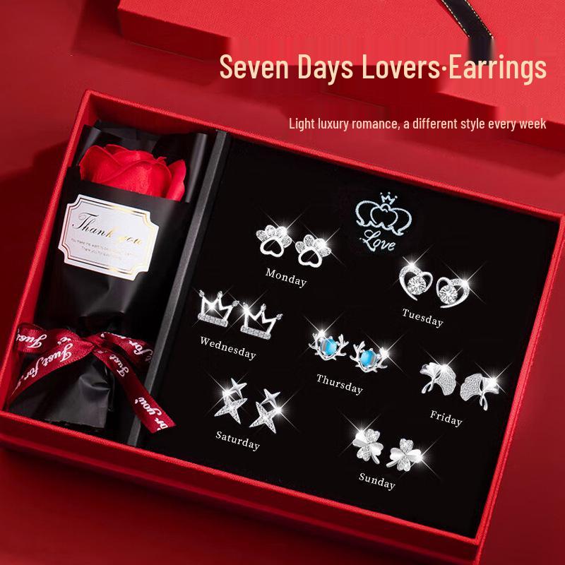 Sterling Silber 925 Ohrstecker Set - Elegant Leichter Luxus für Geburtstags- oder Weihnachtsgeschenke für Mädchen