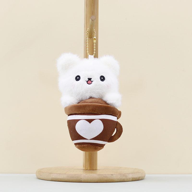 Shaped Animal Plush Keychain Soft Teacup Design Durable Stuffed Toy Gift For