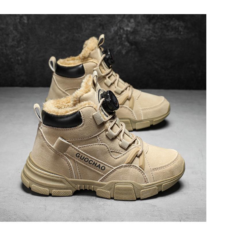 Boys' Winter 2023 Velvet-Lined Non-Slip Martin Boots - Warm and Trendy Cotton Sports Shoes for Kids