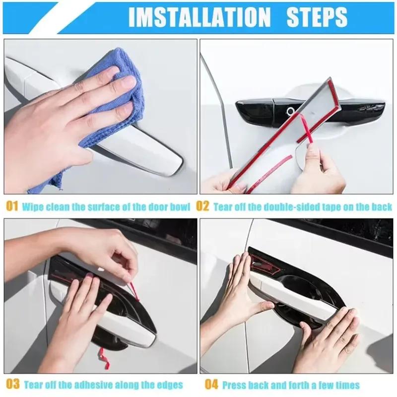 For VW Golf 7 MK7 MK7.5 2014- Car Smart Door Handle Cover Sticker Moulding Trim Exterior Protective Decor Accessories
