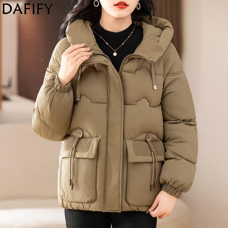 DAFIFY Damesmode Casual Herfst Winter Effen Kleur Print Lange Mouw Jassen & Jassen Donsjassen