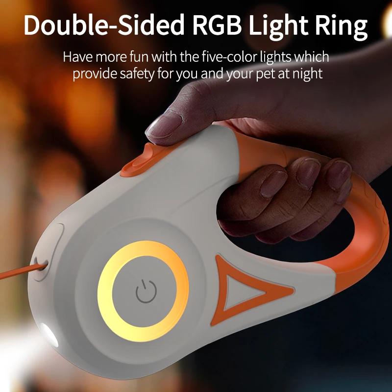 5M Automatic Dog Leash Retractable LED Luminous Leading Fashion Light Straps For Dog Puppy Pet Flexi Walking Running Lead
