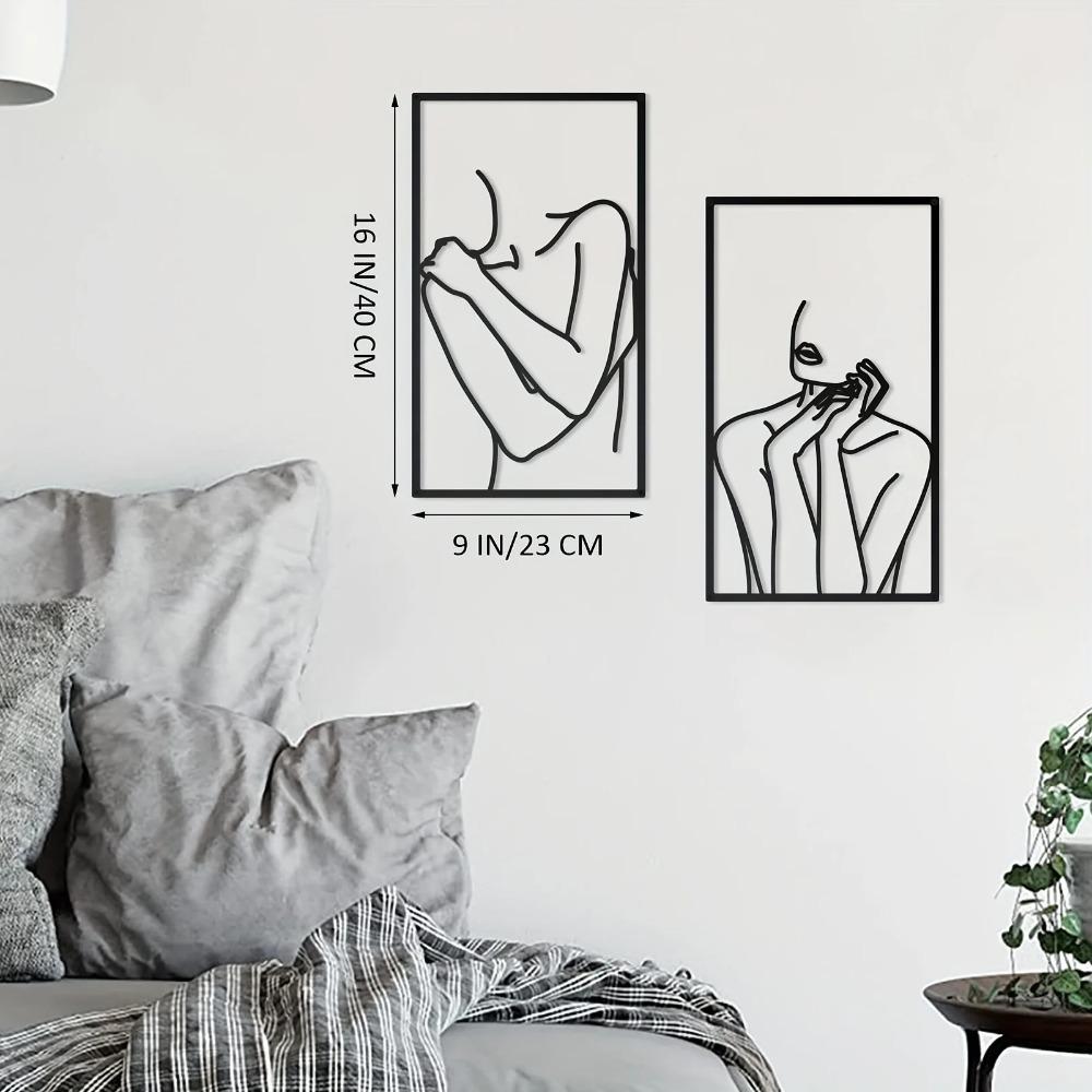 4-элементный черный металлический настенный декор - минималистский абстрактный элегантный — фото 3