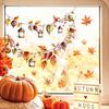 Decorative Pastoral Scene Stickers Autumn Ghost/Gnome Static Glass Sticker, PVC Waterproof Maple Leaves Window Thanksgiving Home Ornaments Decal,