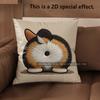 2D Corgi-Hintern-Muster: Entzückende Kissenbezüge Muster Kissenbezug Geeignet für Sofa Schlafzimmer Auto Kissenbezug