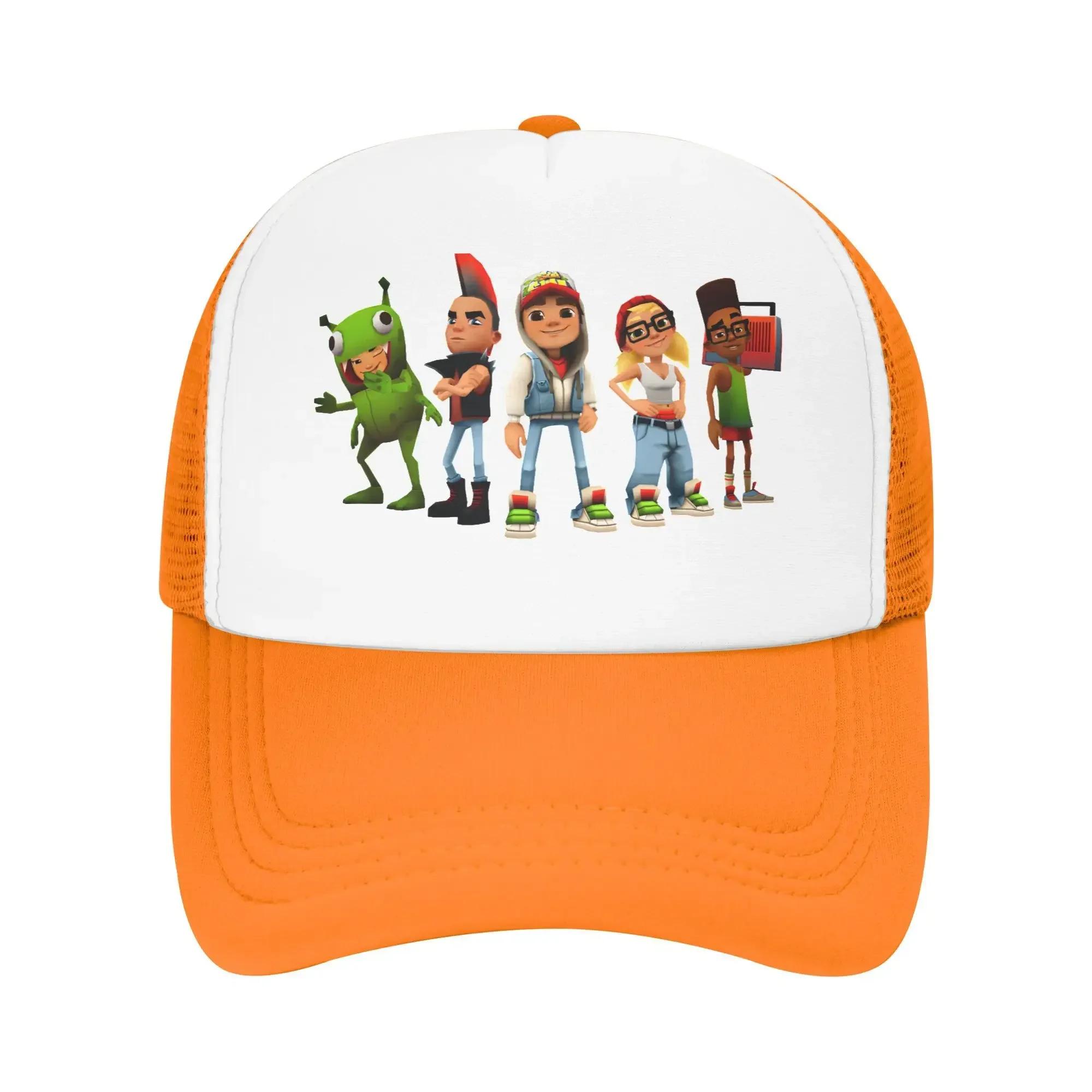

Subway Surfers Game Trucker Caps Adult Fitted Dad Hat Trucker Worker Cap Sun Caps Adjustable Polyester Mesh Baseball Cap Spring as shown