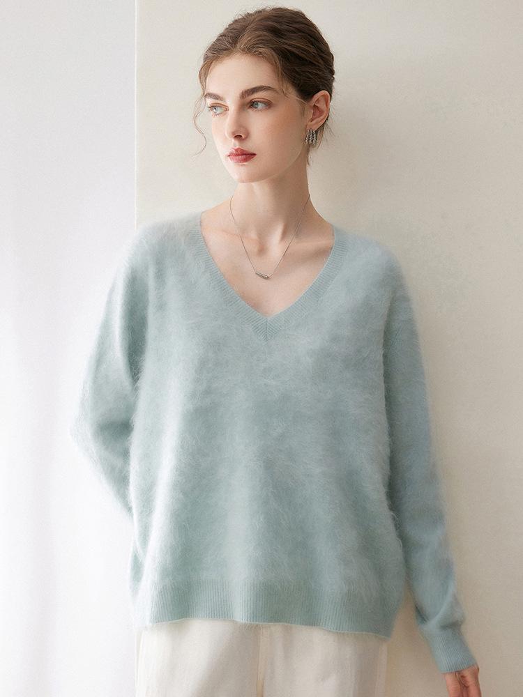 Kangsai Women's 2026 Pure Cashmere Sweater: Autumn/Winter, 12-Gauge Knit, Korean Style, Loose Fit Pullover.