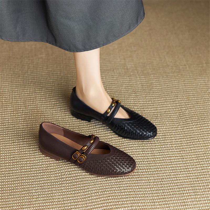 Fashion New Spring/autumn Genuine Leather Women Shoes Round Toe Mary Jane Shoes for Women Fashion Belt Buckle Low Heel Women Pumps