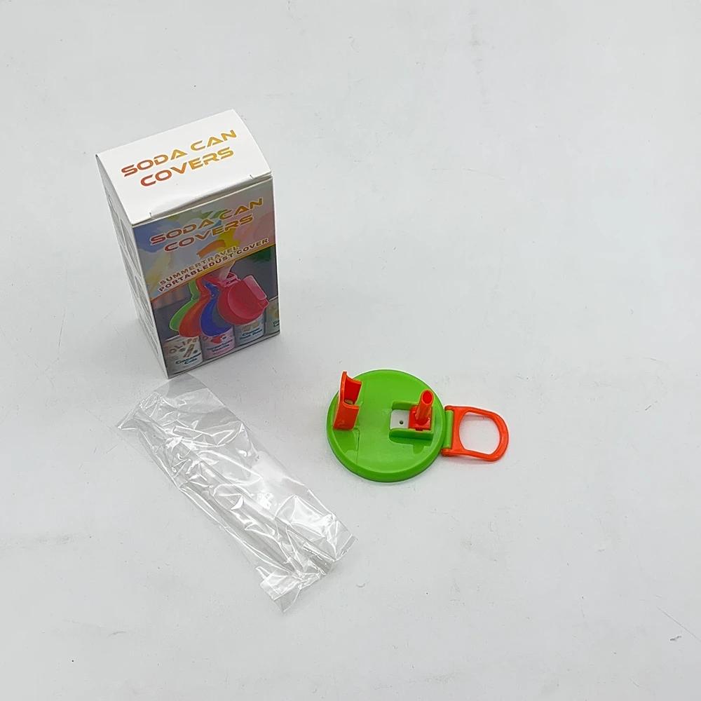 

1pcs Silicone Lid Cover With 2 Straws Reusable Soda Can Lid Portable Canned Beverages Juice Beer Straw Cap For Home Picnic