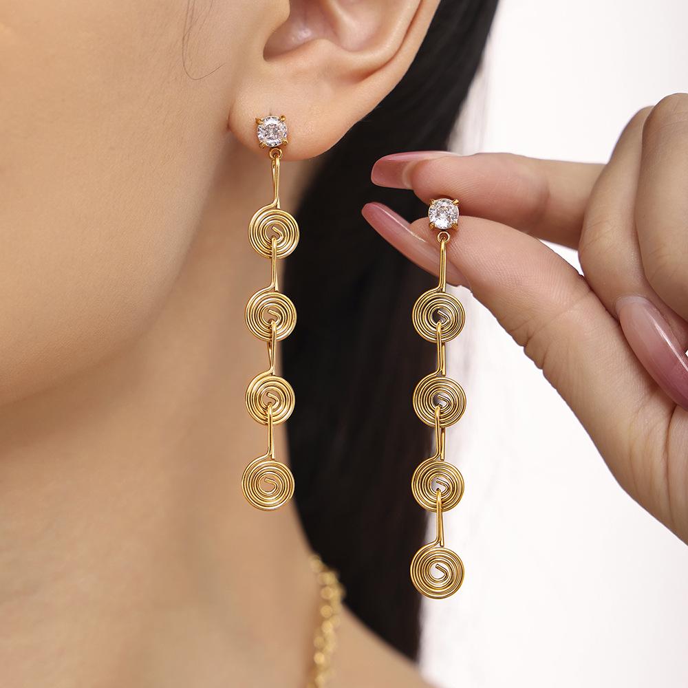 Qiong Yao Stainless Steel Jewelry Set: Mosquito Coil Holder, Tassel Earrings, Necklace, Anklet - New Ins Style for Women