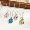 Titanium Steel Photo Locket Pendant Necklace Openable Glazed Flower Choker  Girl