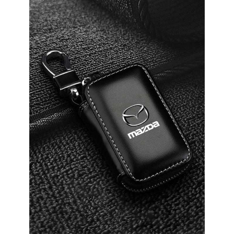 1 Stück Leder-Emblem Auto Schlüsselhülle Schlüsselanhänger Reißverschluss Schlüsselhülle Tasche Für Mazda CX5 2 CX3 CX9 MX5 RX8 Axela Demio MS CX5 2 Axela Demio Atenza MS GJI GH BK MP