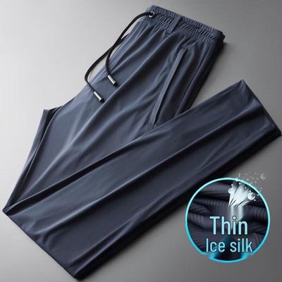 OEING Men's Ice Silk Quick-Dry Loose Straight Casual Pants