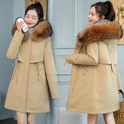 Jachetă Parker Îngroșată Modă Mărimi Mari Largă Plus Medie și Lungă Guler de Blană Jachetă de Puf