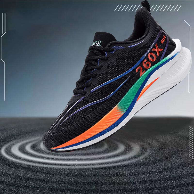 

Нескользящие мужские кроссовки на мягкой подошве, дышащие классические легкие кроссовки для бега, профессиональная обувь для марафонских гонок с амортизацией 38 чёрный