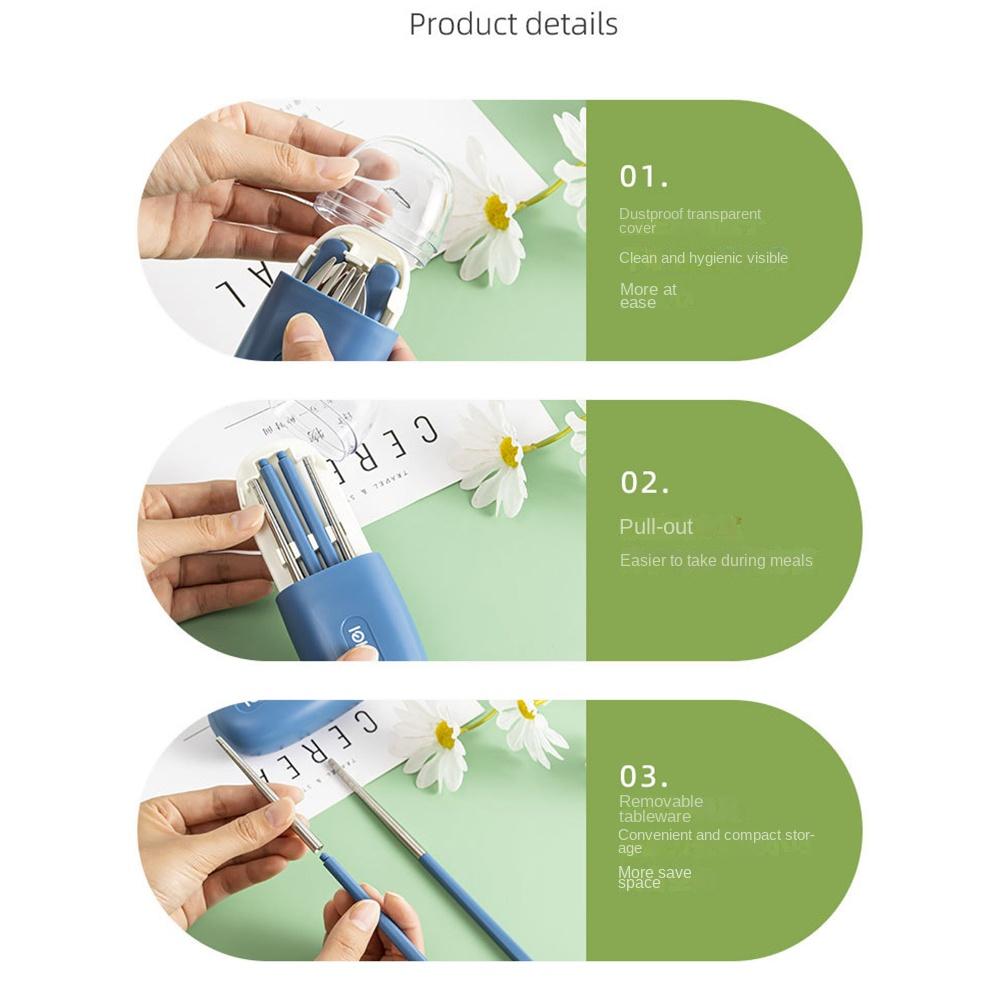 3Pcs/Set Detachable Chopstick Fork Spoon Set Student Eating Tableware  For Outdoor Travel