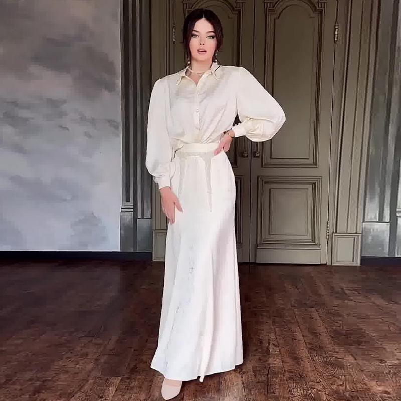 2024 Podzimní Zeštíhlující Midi Sukně Dvoudílný Set: Evropský a americký společenský styl dámského oblečení