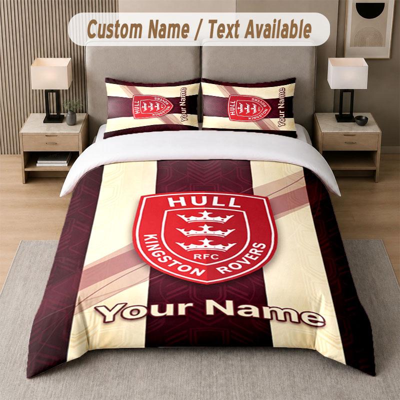 Custom Bedding Set Hull KR Pattern, Print Name Text 1 Duvet Cover Plus 2 Pillowcases Home Textile