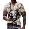 Summer Fashion Comfortable Loose Large T-shirt Fun Animal 3D Printed Casual Breathable Versatile Round Neck Short Sleeved Men's T-shirt