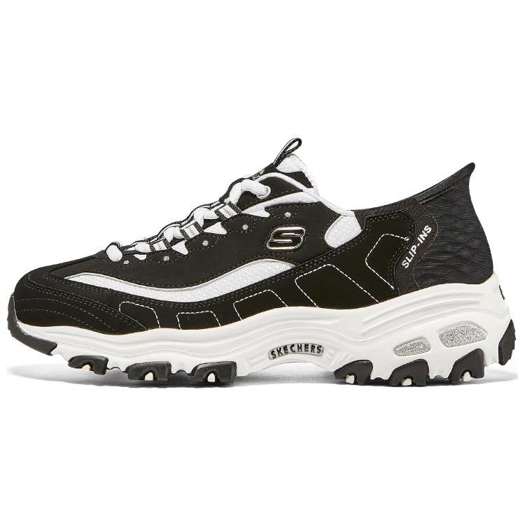 Skechers DLites 1.0 Slip-Ins Сетчатые Классические Универсальные Низкие Папины Кроссовки Женские кроссовки Черный Белый 150030-BKW 35