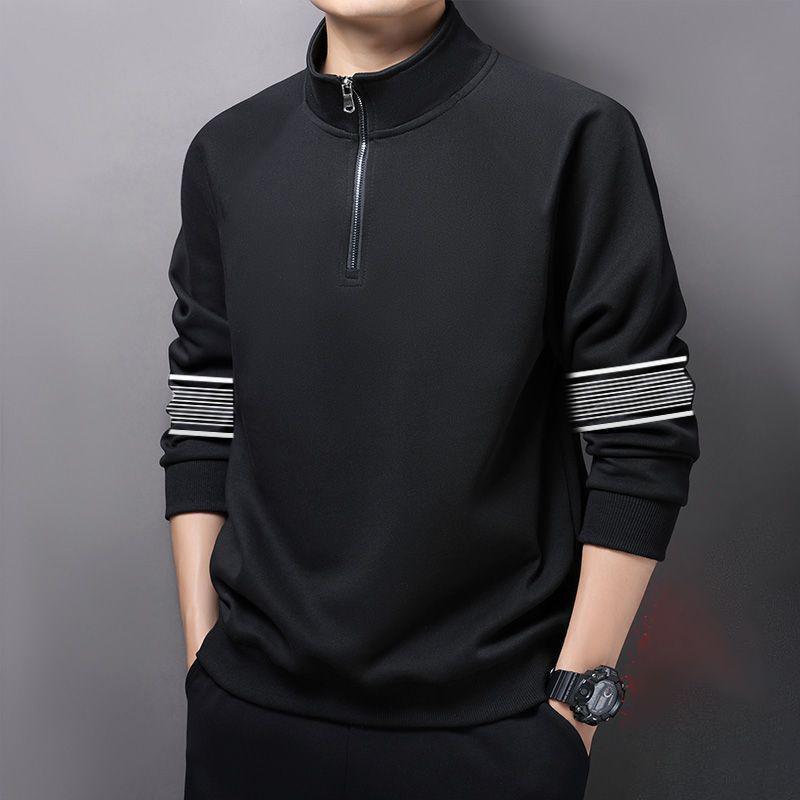 Höst Vinter Ståkrage Halv dragkedja Lös passform Vardaglig Pullover Huvtröja