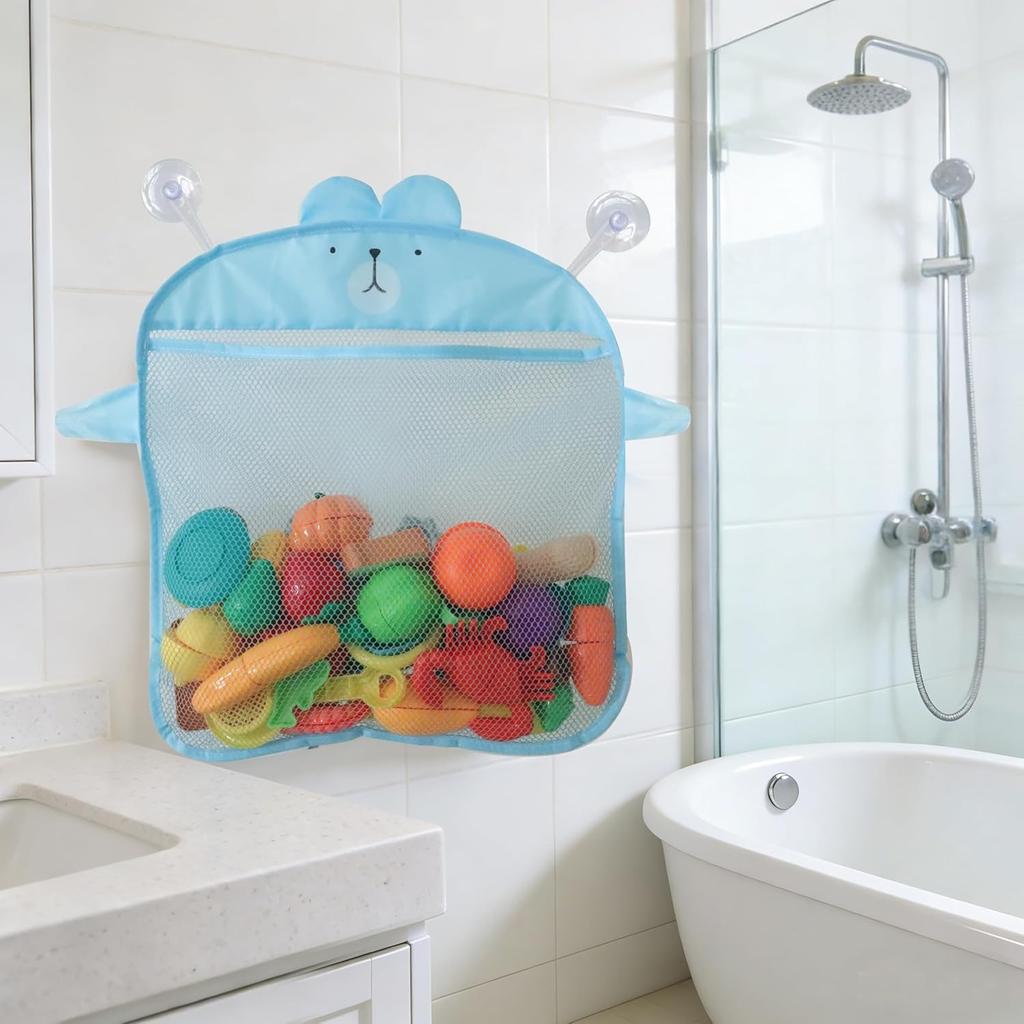 Animal Mesh Bath Toy Organizer with Suction Cups Bathtub Toy Holder Storage Basket Baby Multi-use Net Bags Bathroom Shower Caddy