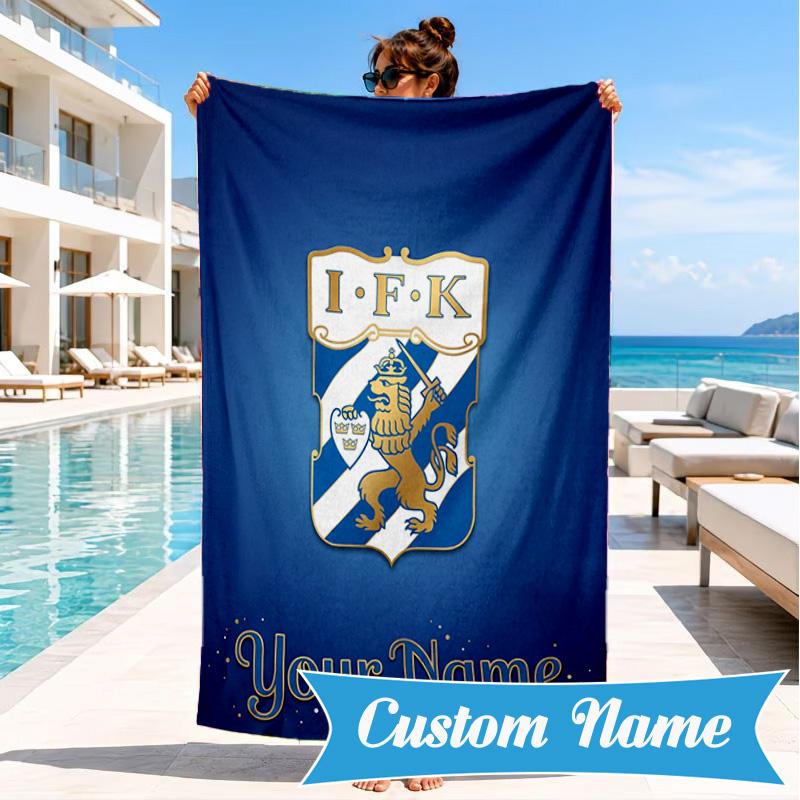 Custom Name Goteborg Crest Personalized Microfiber Beach Towel, Quick-Dry, Ideal for Summer Travel, Beach Essential, Swimming