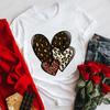 Fashion Unisex Tshirts Leopard Love Heart Print Tops Short Sleeve Clothing Ladies Harajuku Valentines Day Female Clothing
