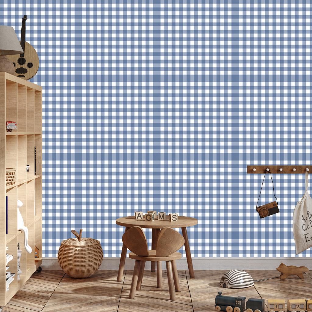 Wallpaper Fabric Pattern Blue and Azure for Living Room and Bedroom 50x1000